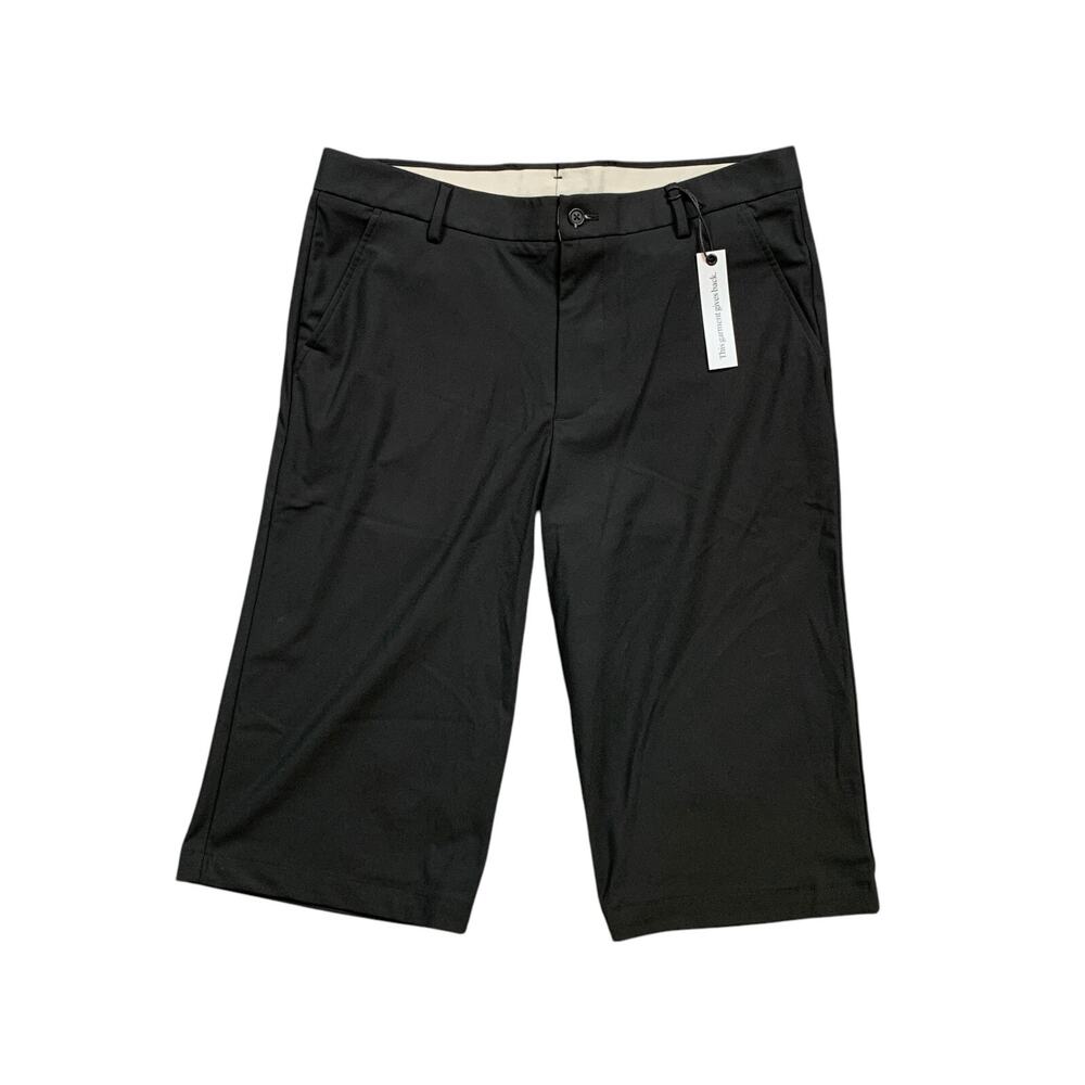 Stantt Shorts Mens 34 Black Bermuda Commuters Flat Front Quick Dry Performance